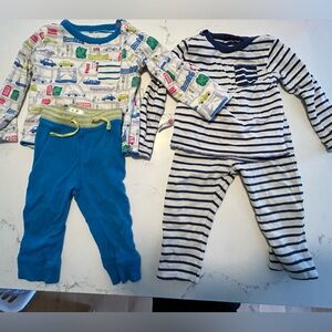 Mini Boden reversible sets, size 18-24 months. Two pants and two shirts.